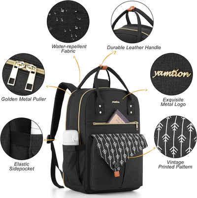 YAMTION 15,6 Zoll Laptop Rucksack Damen,Schulrucksack Mädchen Teenager mit USB Ladeanschluss & Lapto