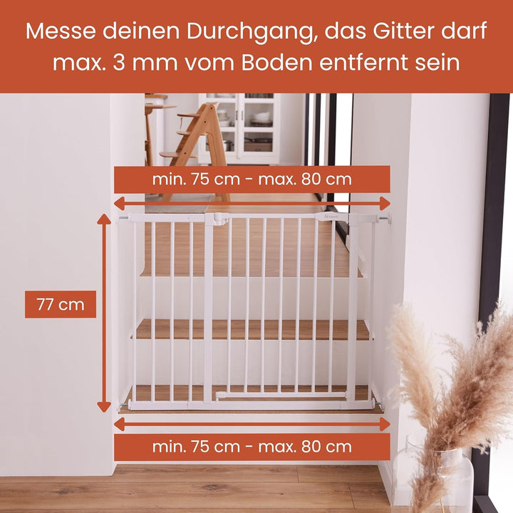 Hauck Treppenschutzgitter Türschutzgitter Clear Step 2, für Breiten 75-80 cm, Ultra Flache Schwelle,