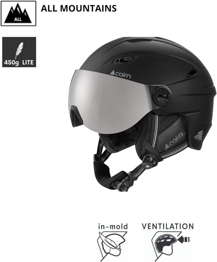 Cairn - Erwachsene Visor Skihelm Electron VIS S3, Snowboardhelm, Maximale Sicht, Anliegendes Visier,