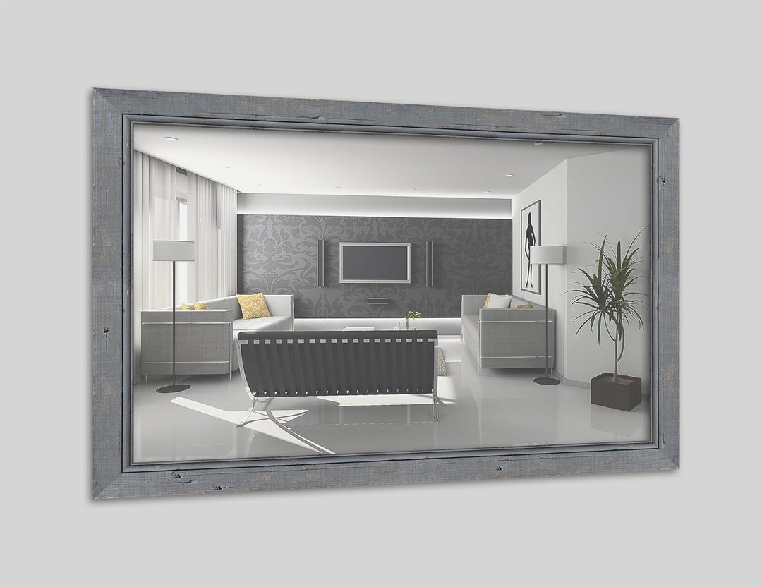 WANDStyle Spiegel Shabby Chic und Vintage Stil I Aussenmass: 67x87cm I Farbe: Grau I Grauer Wandspie