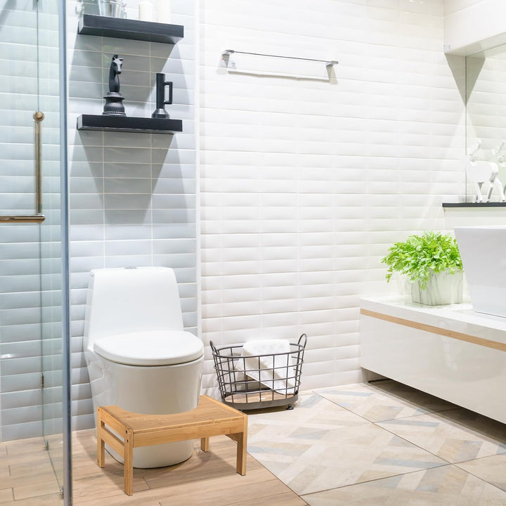 Relaxdays Toilettenhocker, Stuhlgang Unterstützung, WC Hocker für Erwachsene, Bambus, H x B x T: 21