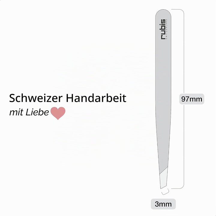 Rubis Pinzette Gold - schräg, fein und spitz - Pinzette zum Augenbrauen zupfen - schräge Spitze zur