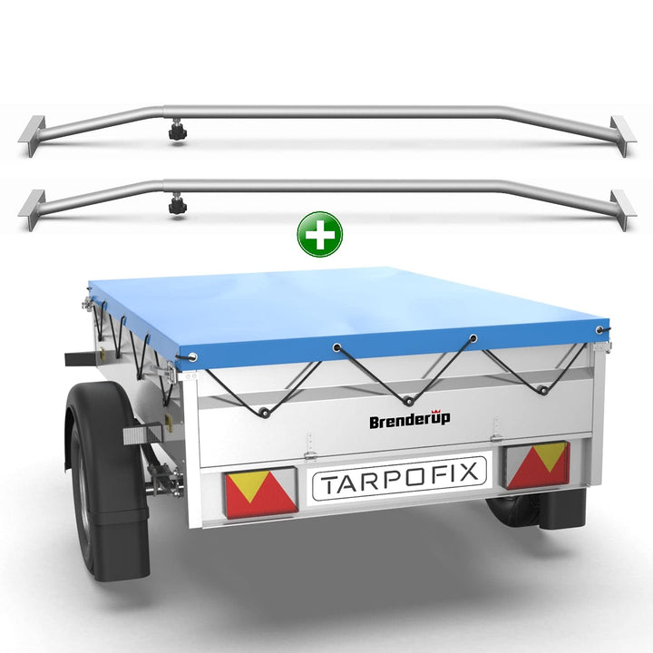 Tarpofix® Anhängerplane Flachplane 151 x 101 cm + 2x Planenbügel (verstellbar 100-145 cm) - randvers