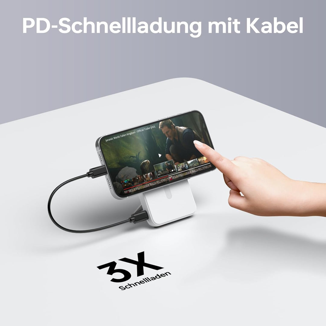 Powerbank für Magsafe, 12000mAh Power Bank mit LED-Anzeige, Typ-C Eingang & Ausgang, Magnetische Pow