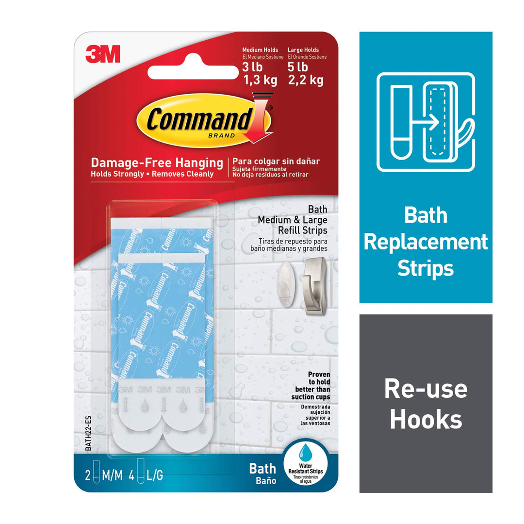 Command BATH22-ES Klebestreifen für mittelgrosse und grosse Badewannenhaken oder -behälter, 6 Packun
