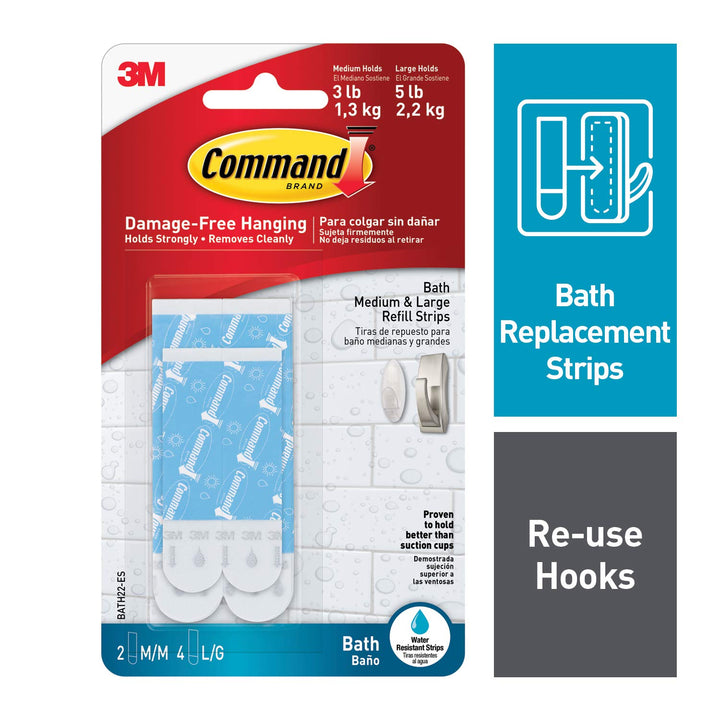 Command BATH22-ES Klebestreifen für mittelgrosse und grosse Badewannenhaken oder -behälter, 6 Packun