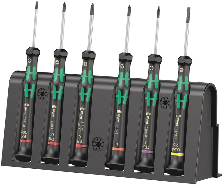 Wera 05030181001 2050/6 Elektroniker-Schraubendrehersatz + Rack, 6-Teilig