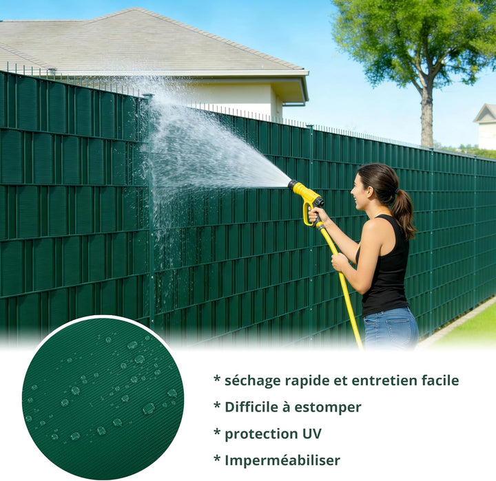 Sichtschutzstreifen für Doppelstabmatten, 26 m x 19 cm, RAL 6005 Grün, PP Premium sichtschutz zaun,