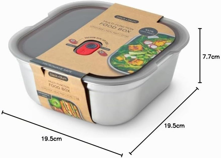 BLACK + BLUM Multifunktions Lunchbox Edelstahl 1,4L, 100% auslaufsichere Meal Prep Boxen mit Vakuumv