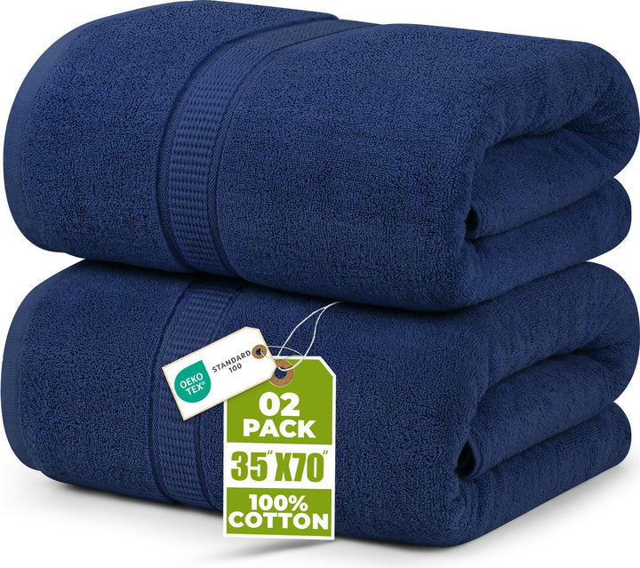 Utopia Towels - 2er Badetücher Gross aus Baumwolle mit Aufhänger, Saunatücher,Badehandtücher Gross,
