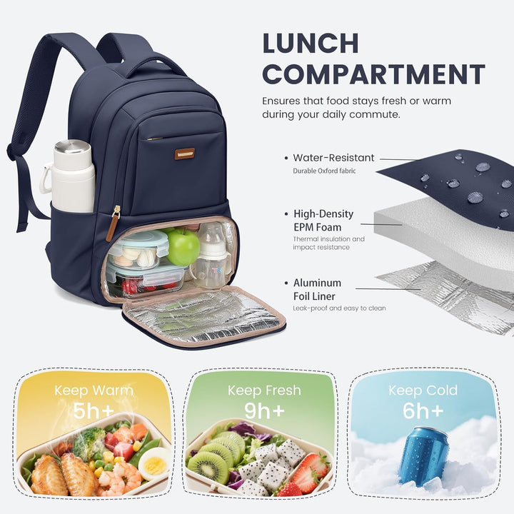 GOLF SUPAGS Lunch Rucksack, 16 Zoll Laptop Rucksack Schulrucksack mit Lsoliertes Kühltasche für Arbe