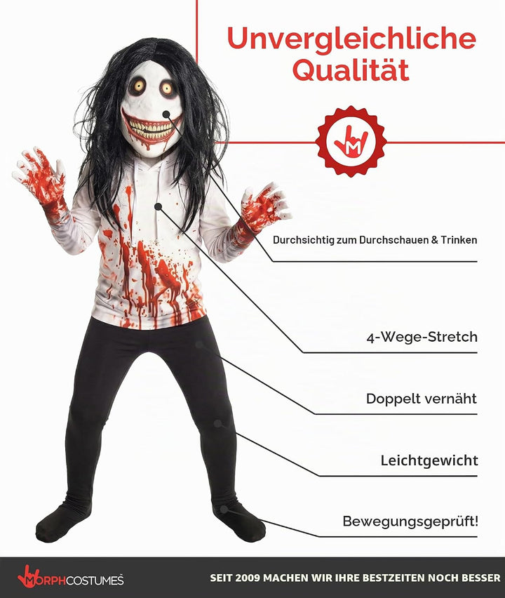 Morphsuits Costumes KPJKL - Jeff the Killer Kind Morphsuit Verrücktes Kleid Kostüm, L, 136 - 152 cm