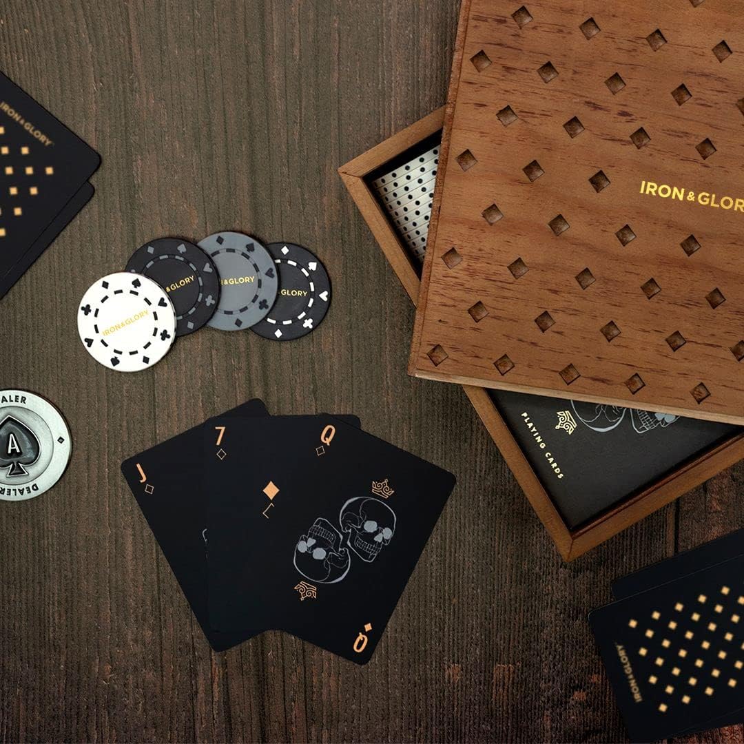 Iron And Glory Hochwertiges Poker-Set, Braun, 18.6 x 21.6 x 7.5cm, IAGDMH