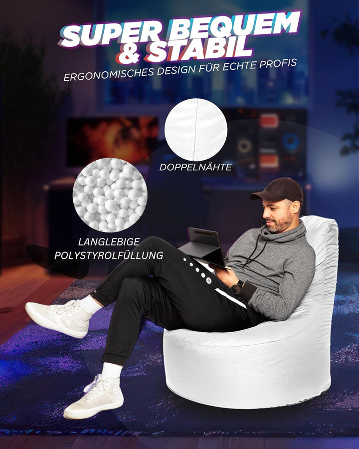 PATCH HOME Gamer Sessel mit Reissverschluss Lounge Kissen Sitzsack Sitzkissen Bean Bag In & Outdoor