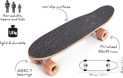 meteor Holz Skateboard Kinder - Mini Cruiser Kickboard - Skateboard mädchen Rollen Board - hohe Qual