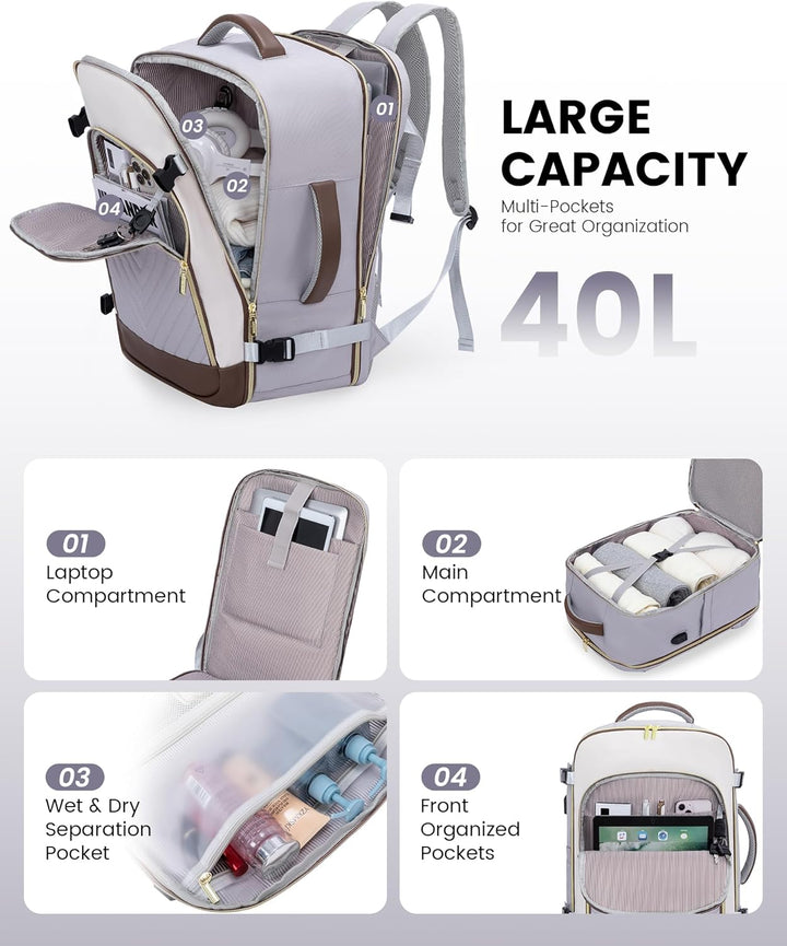 LOVEVOOK Reiserucksack Handgepäck Flugzeug 17.3 zoll Laptop Rucksack Damen Wasserdicht Travel Backpa