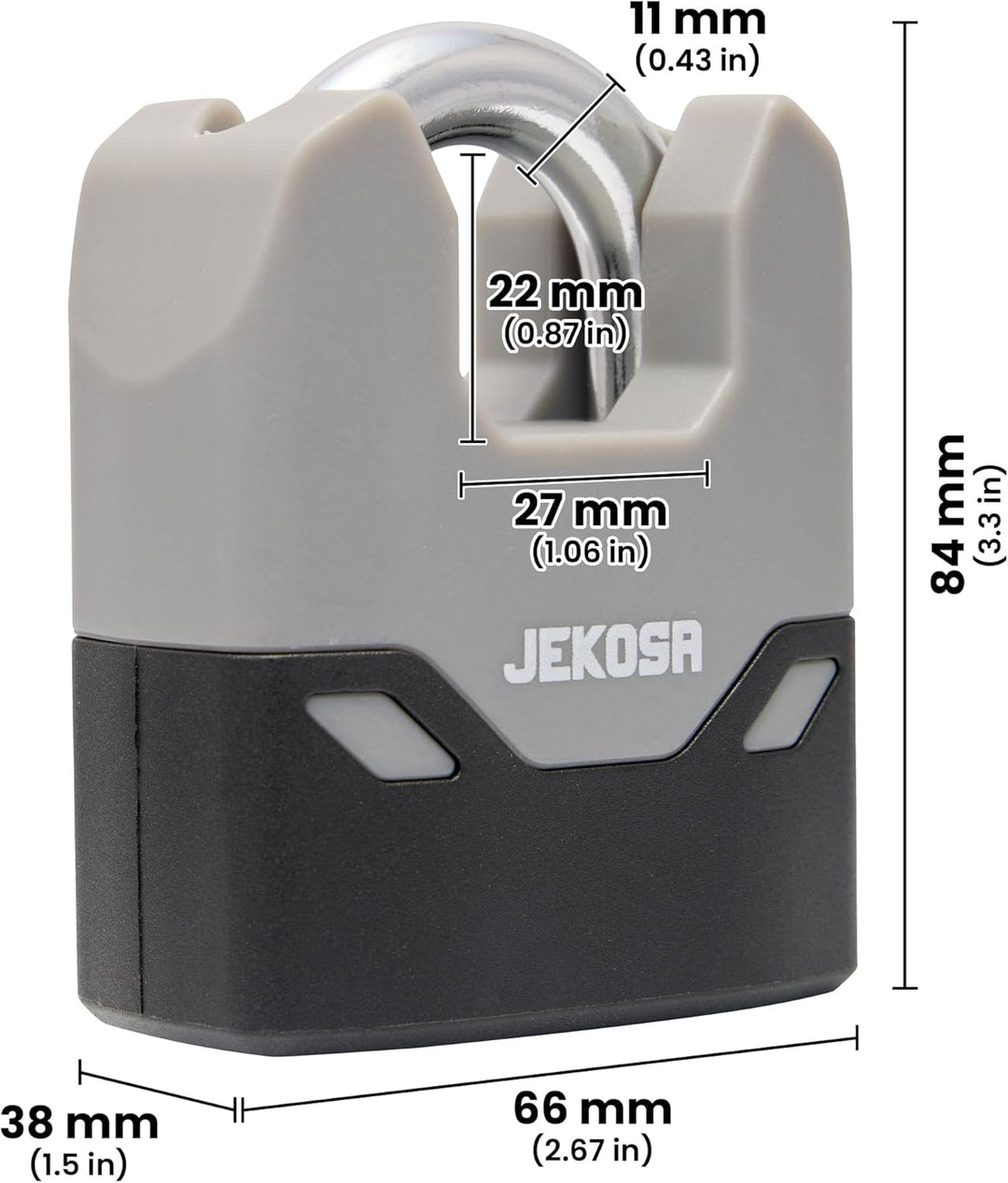 SDP66 Heavy Duty Vorhängeschloss mit 5 Schlüsseln – 11 mm schnittfester Stahlbügel, wasserdichte Sch