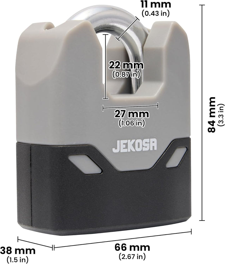 SDP66 Heavy Duty Vorhängeschloss mit 5 Schlüsseln – 11 mm schnittfester Stahlbügel, wasserdichte Sch