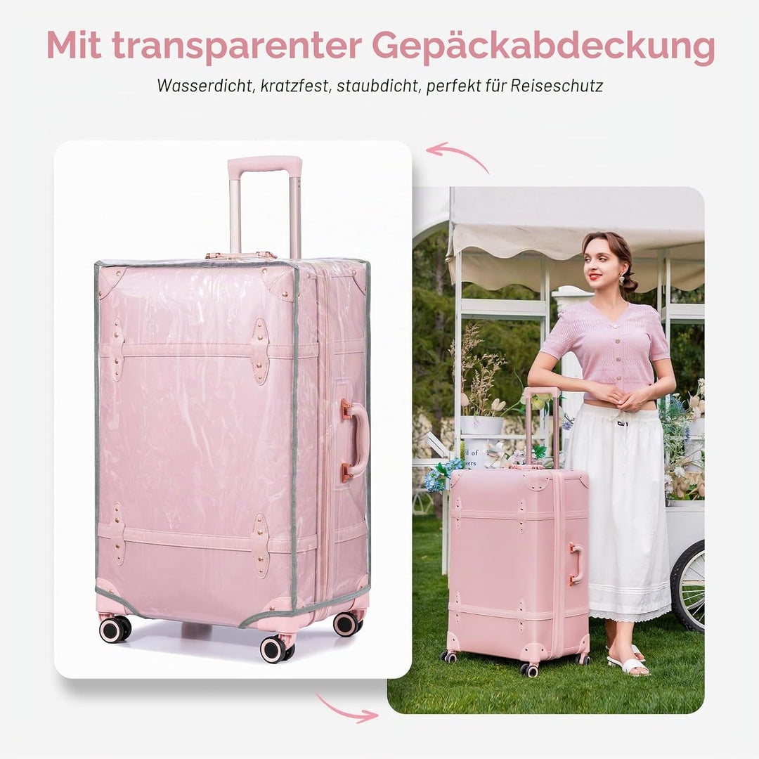 Urecity Vintage Reisekoffer Set 2 Teilig Leicht Retro Lederkoffer Hartschale Trolley Handgepäck Sets