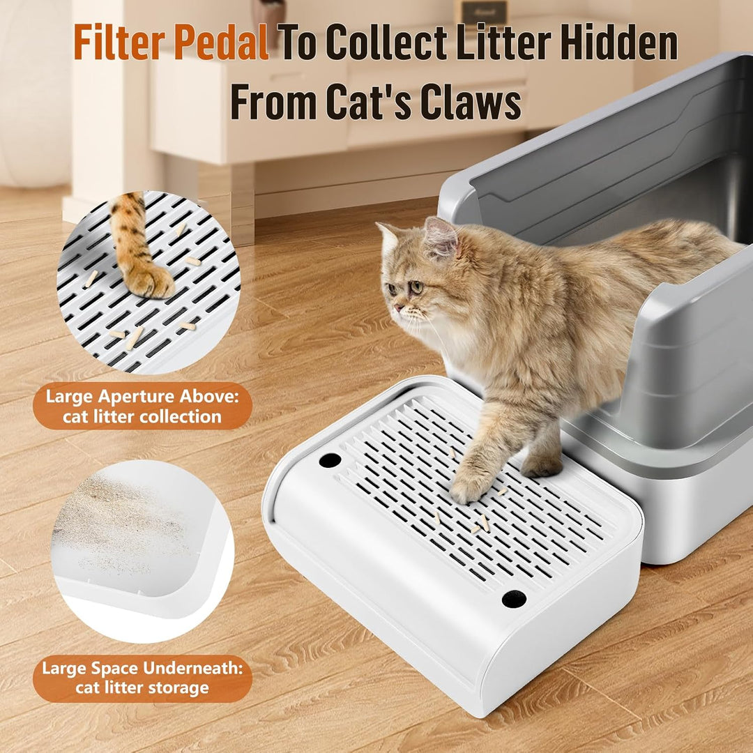 Katzentoilette, Katzenrampe/Treppe/Katzenfänger mit Filterfunktion, leicht zu reinigen, Filterpedal