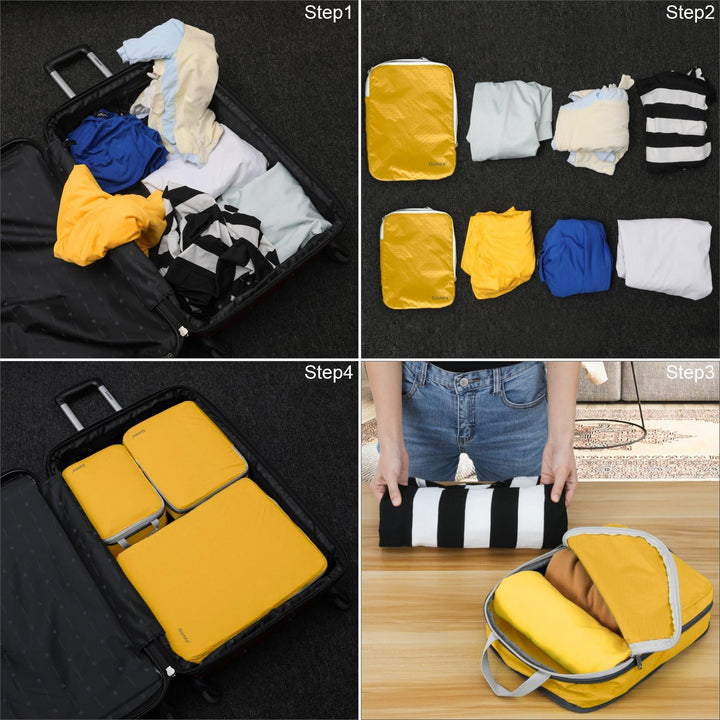 Compression Packing Cubes 3/4er Set, Gonex Kleidertaschen 4-teilig Verpackungswürfel, Kleidertaschen