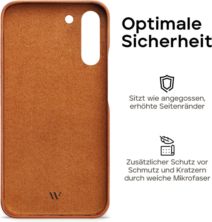 WIIUKA Hülle für Samsung Galaxy S23 Plus, Leder aus Deutschland, Lederhülle extra Dünn, Premium Hand