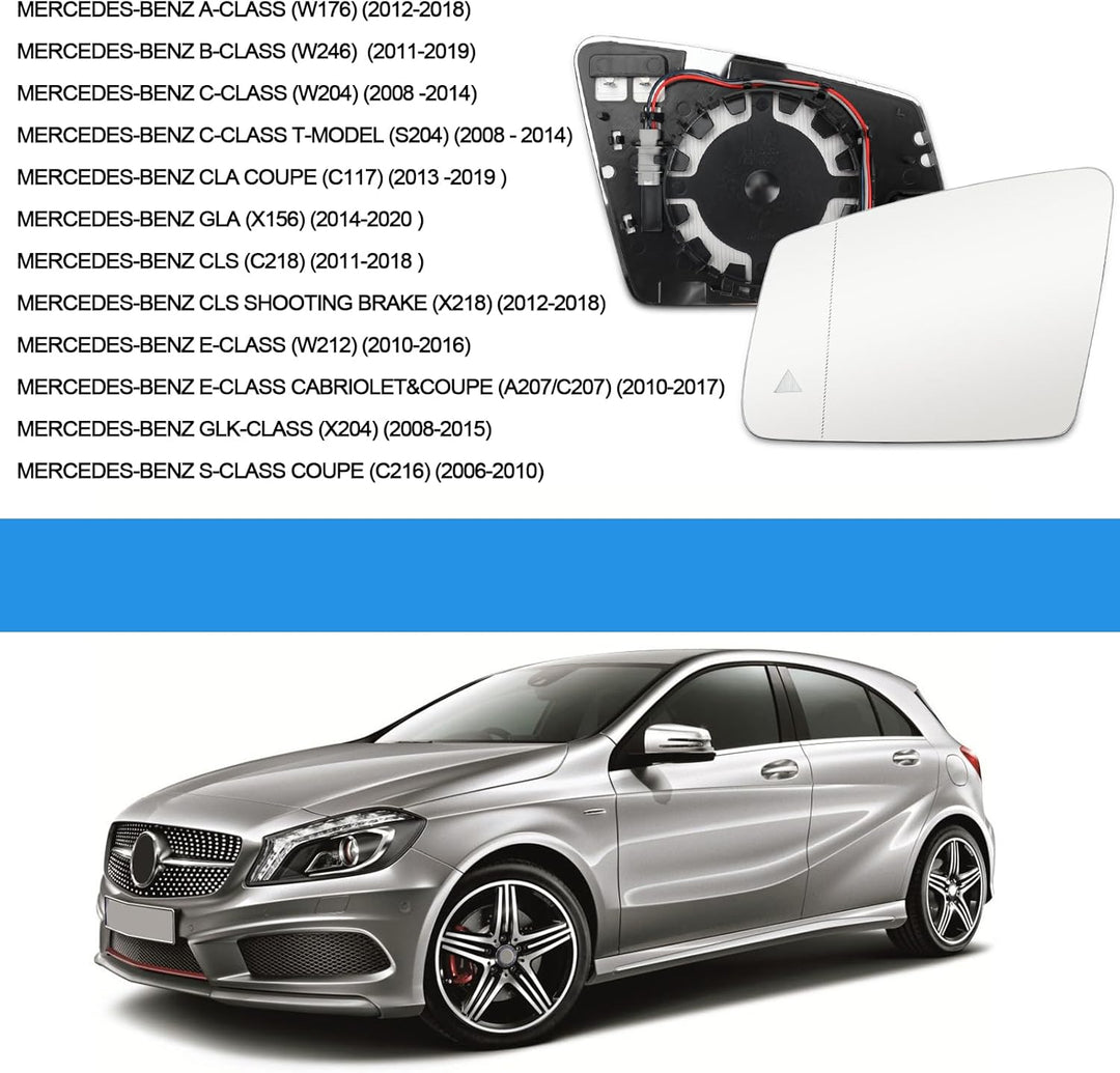 Spiegelglas Ersatz für Mercedes-Benz A B C E S-Class W176 W246 W204 W212 A207 C207 C216, Toter-Winke
