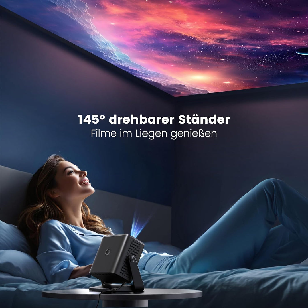 Beamer【Elektrischer Fokus/Auto Trapezkorrektur】 WiFi Bluetooth Mini Beamer 1080P Full HD unterstützt