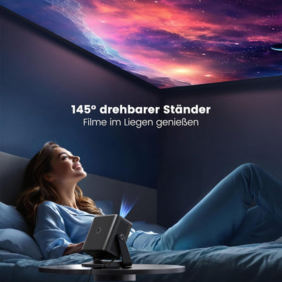 Beamer【Elektrischer Fokus/Auto Trapezkorrektur】 WiFi Bluetooth Mini Beamer 1080P Full HD unterstützt