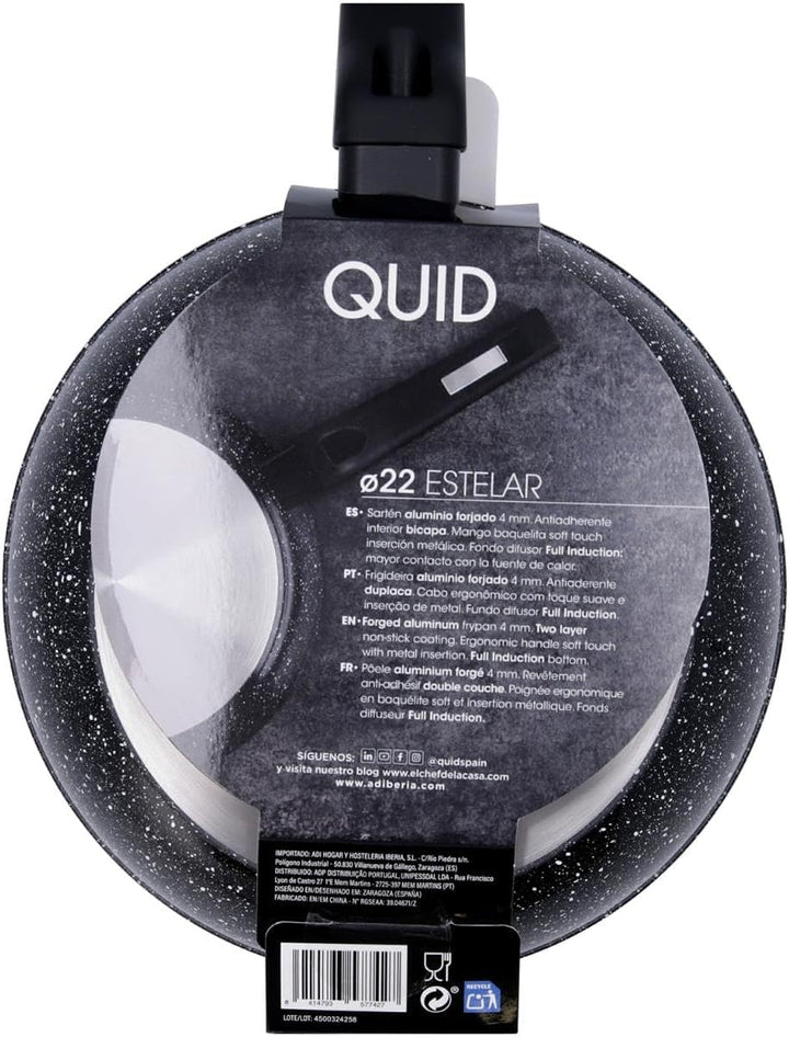 Quid Bratpfanne 22 cm mit 4 mm Dicke, Vollinduktion, zweilagige Antihaftbeschichtung 22cm, 22cm