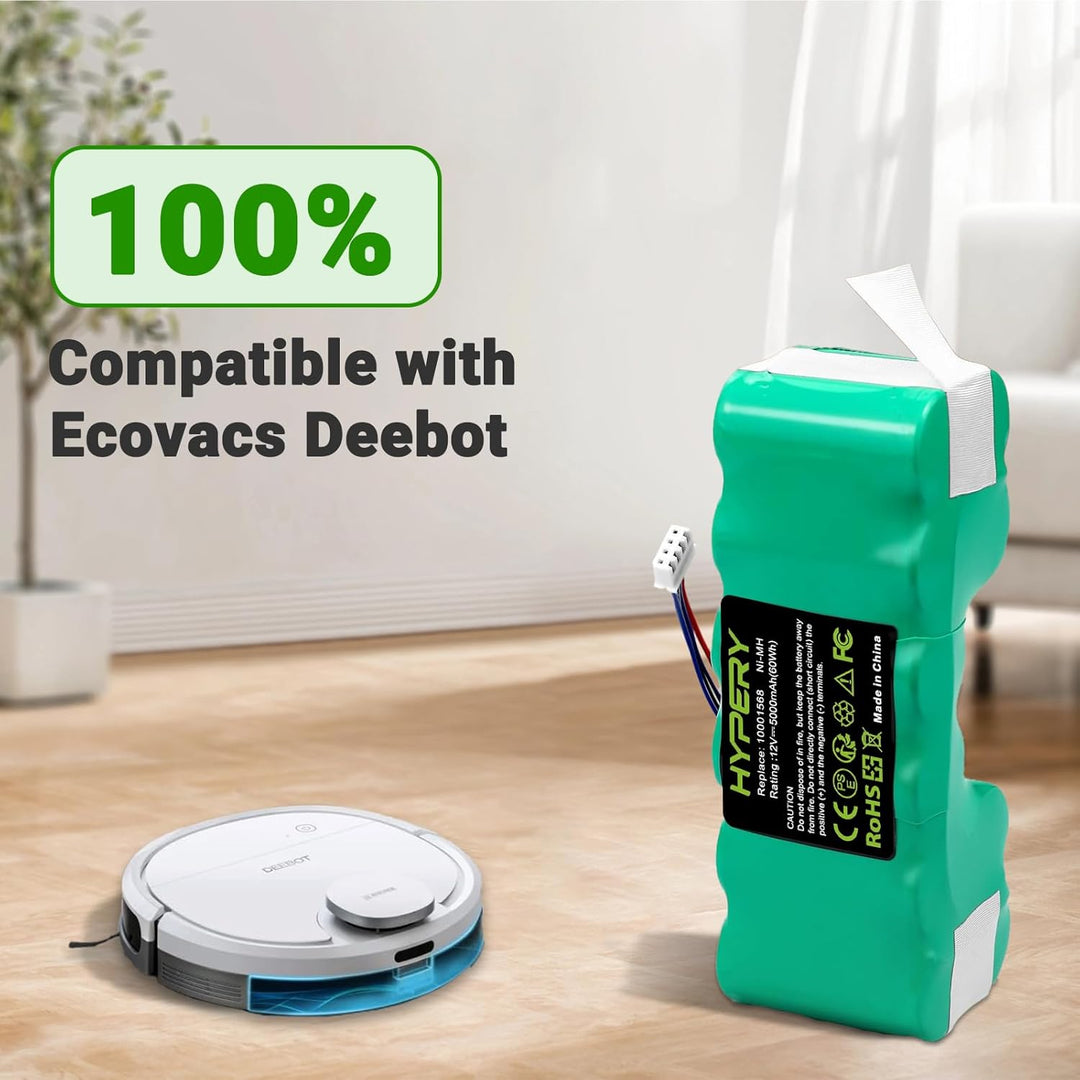 12V 5000mAh Ersatz NI-MH Akku für Ecovacs Deebot Ozmo 900, 901, 902, 907, 600, 610, M88, Deebot DE5G