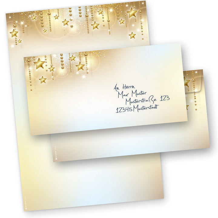 Briefpapier Weihnachten STARDREAMS (100 Sets ohne Fenster) DIN A4 90g Weihnachtsbriefpapier mit Umsc