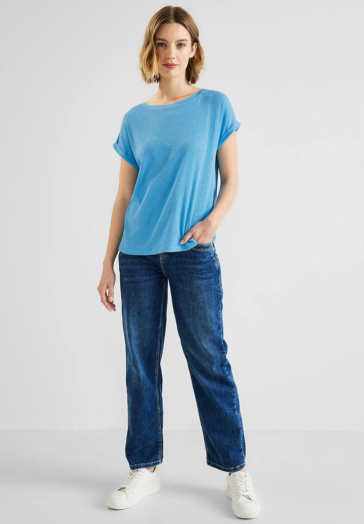 Damen Strukturmix T-Shirt 38 Splash Blue, 38 Splash Blue