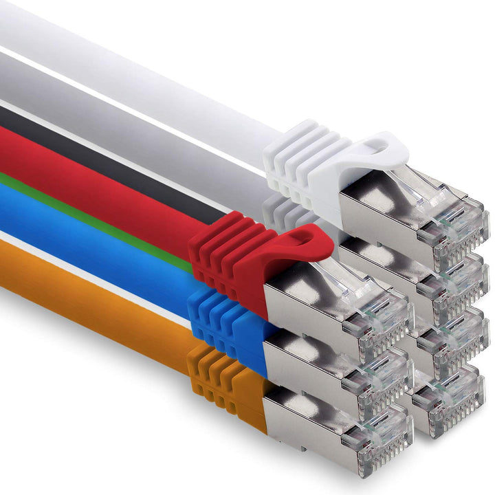 2,0m - 7 Farben - 7 Stück CAT.7 Computer Ethernet Kabel Netzwerkkabel (Rohkabel) Patchkabel S-FTP LS