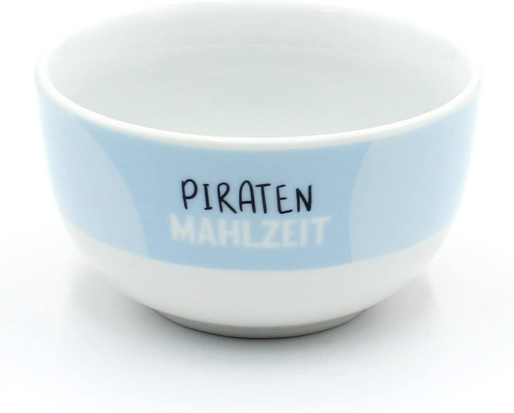 Dekohelden24 Porzellan Kinder-Schälchen - Müslischale - Obstschale - Pirat mit Spruch - Piraten Mahl