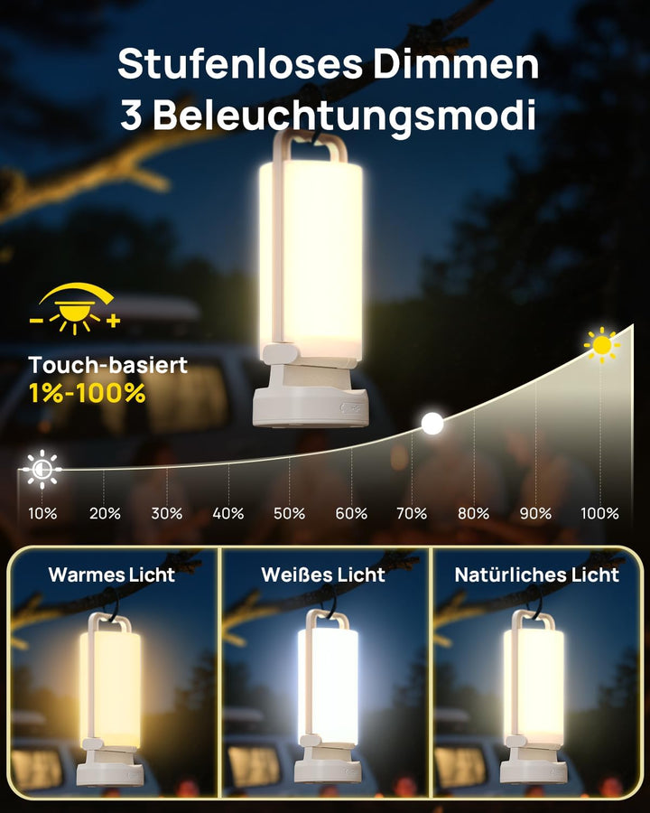 Eventek Solar Campinglampe 8000mAh, Ultrahelle Faltbare LED Camping Licht mit 3 Modi und Touch-Steue