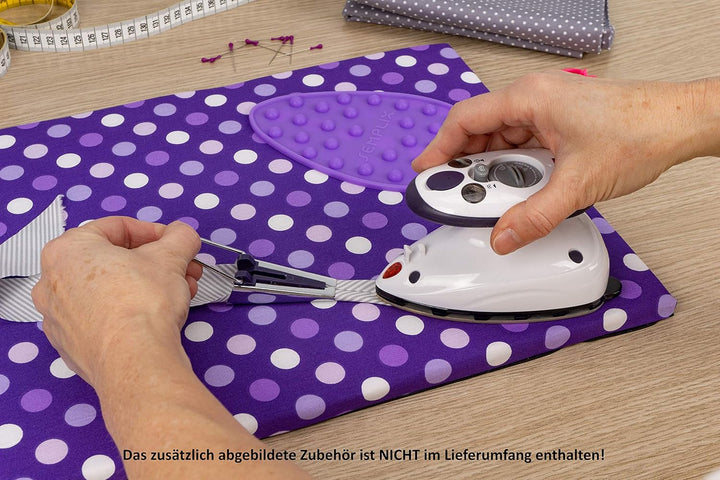 Prym Mini Dampf Bügeleisen Mit SEMPLIX Silikon Ablage (lila) Im Set, Kleines Leichtes Dampf Bügeleis