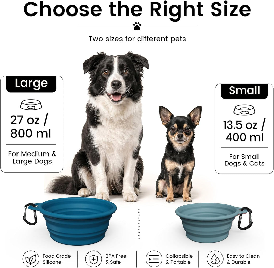 OHMO Hundenapf Faltbar 800ml für mittelgrosse bis grosse Haustiere, Reisenapf Hund Tragbarer Trinkna