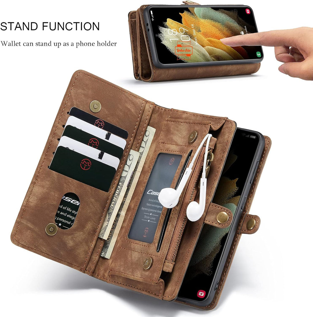 Yidai-Silu iPhone 14 Pro Max Handy Hülle 【Abnehmbar, Mutil-Funktion】 Wallet Case Magnet Tasche PU Le