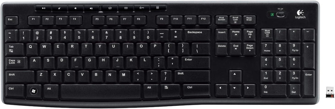 Logitech K270 Kabellose Tastatur, 2.4 GHz Verbindung via Unifying USB-Empfänger, 8 Multimedia- und S