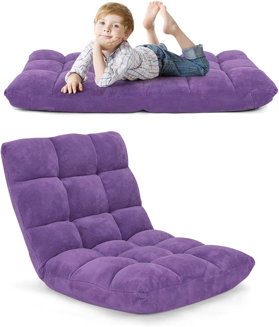 GOPLUS Bodenstuhl, Bodensofa mit Rückenlehne, Bodensessel mit Schlaffunktion, Floor Chair, Lazy Sofa