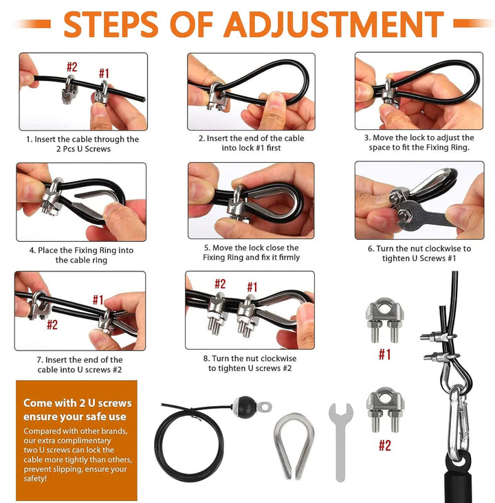 Favuit Kabelzug Fitness Kabel Latzug, Gym Kabel Unterarmtrainer Set Arm-Krafttraining Gewicht Traini