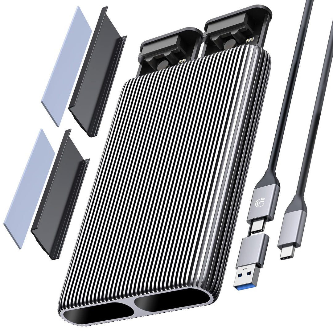 ORICO Dual M.2 NVMe SATA SSD Gehäuse, USB C auf M2 Adapter für M Key PCIe, B+M Key, B Key 2230/2242/