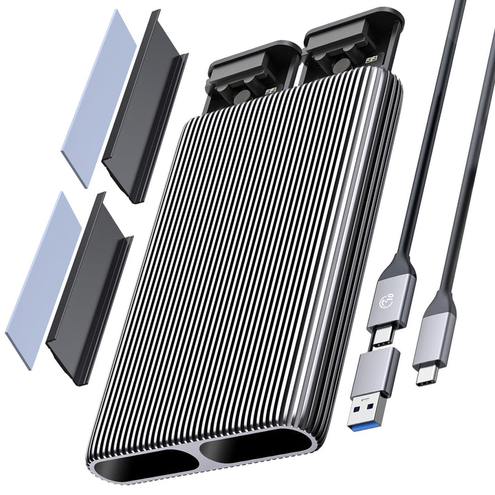 ORICO Dual M.2 NVMe SATA SSD Gehäuse, USB C auf M2 Adapter für M Key PCIe, B+M Key, B Key 2230/2242/