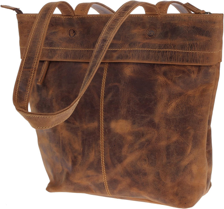 Greenburry Vintage Umhängetasche Leder Handtasche Braun 30x8x34cm