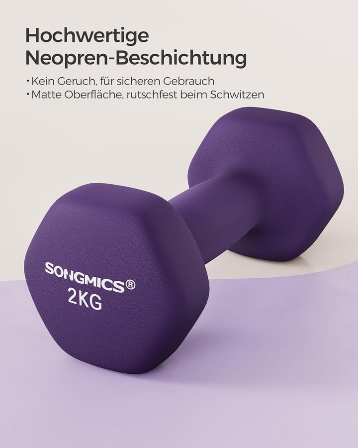 SONGMICS Hanteln, 2er Set,Hantelset, Kurzhanteln, Hexagon, Neopren-Beschichtung, Krafttraining, Work