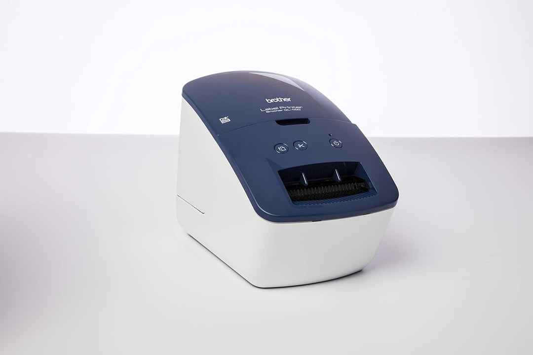 Brother QL-600B Blau Etikettendrucker (USB-Schnittstelle, Barcodedruck, automatische Schneideeinheit