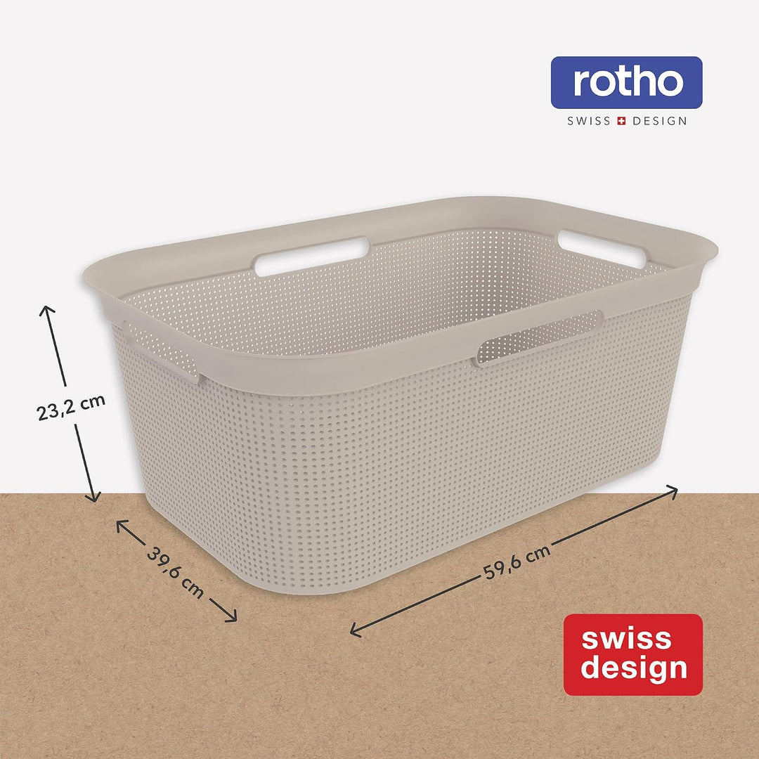 Rotho Brisen 4er-Set Wäschekorb 40l, Kunststoff (PP) BPA-frei, beige, 4 x 40l Cappuccino, Cappuccino