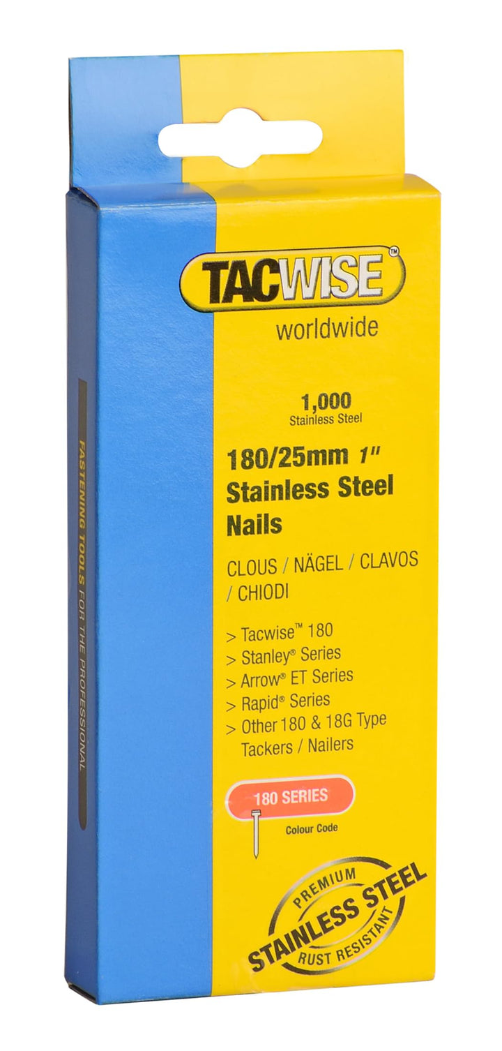 Tacwise 1066 Typ 180/25mm Edelstahl Nägel, 1.000 Stück, 25 mm, 1000, 25 mm