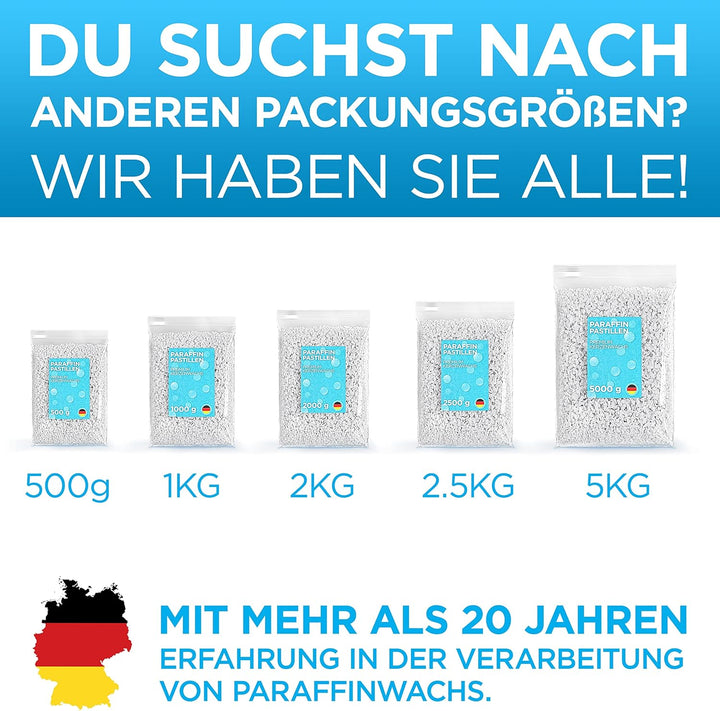 molinoRC Kerzenwachs - 5kg REIN WEIssES Paraffinwachs für Kerzen - Qualität aus Deutschland - Kerzen
